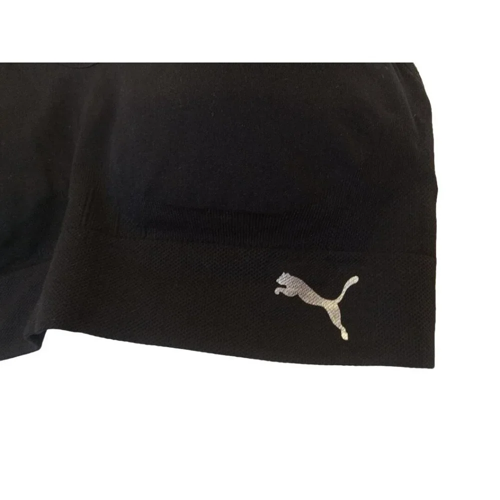 Puma Seamless Sports Bra Size Medium Black Wireless Padded Workout Activewear B6